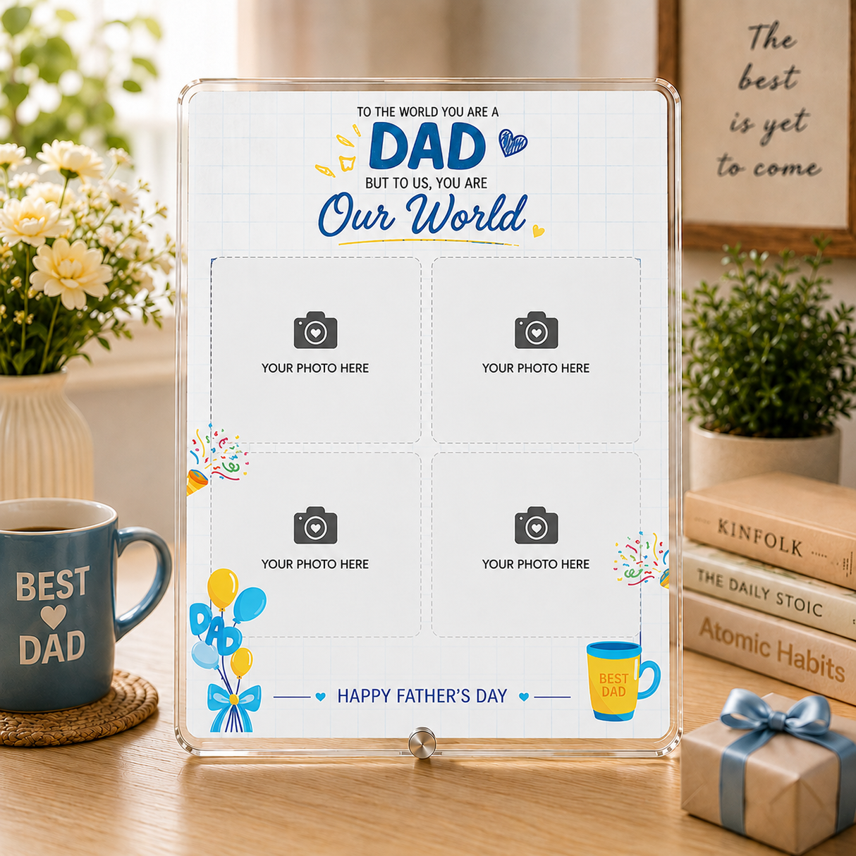 Personalized Father's Day Family Photo Frame - Custom Acrylic Gift for Father & Son/Daughter - III