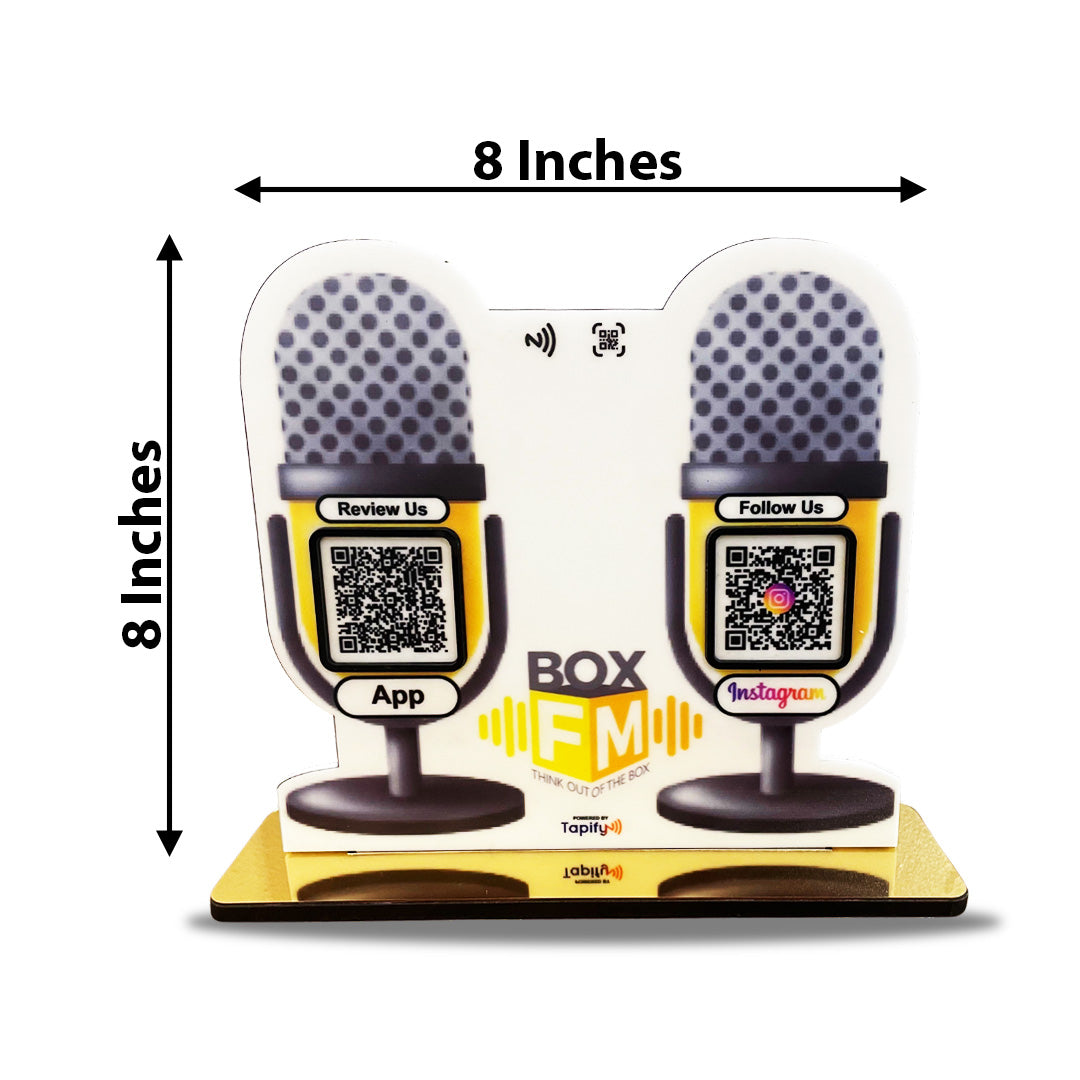 FM Mic Shaped Smart NFC 2-in-1 Table Top Standee