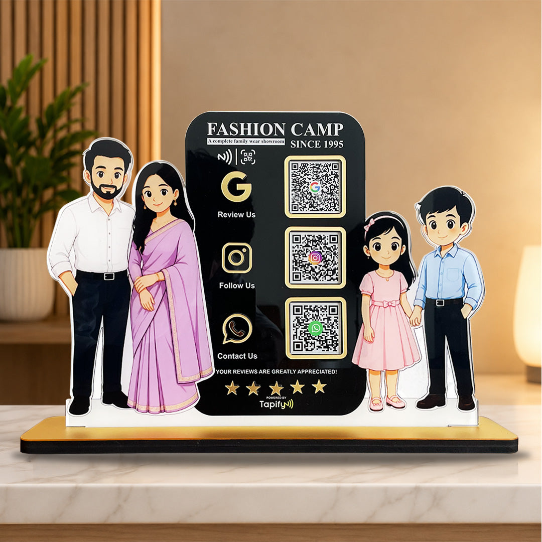 Parents & Kids Cutout Smart NFC - Premium 3 QR Tabletop Standee