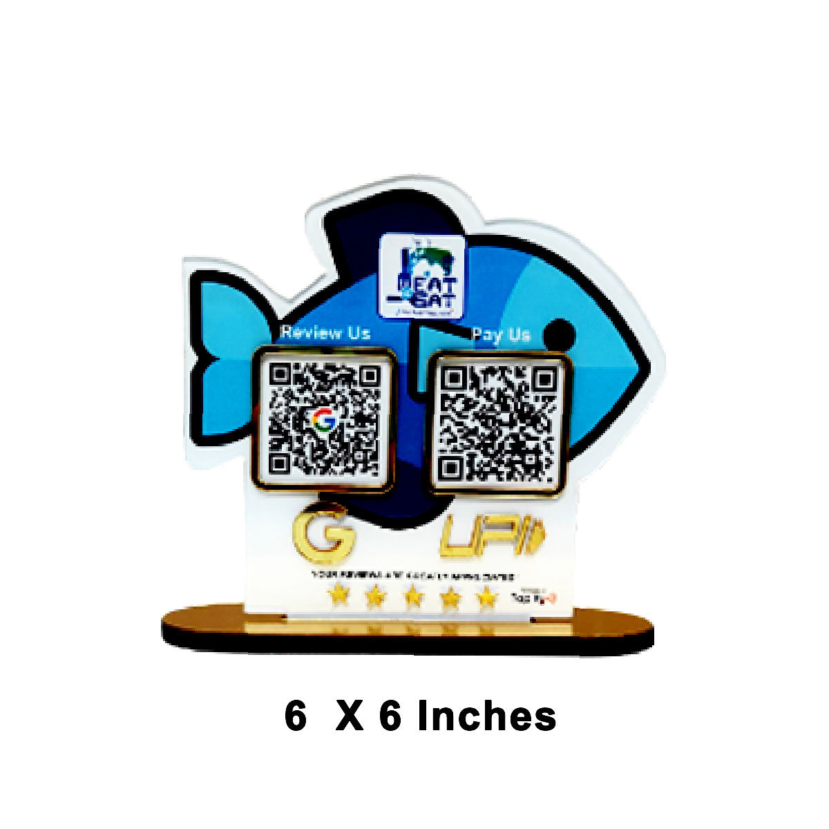 Fish Shaped - Smart NFC 2-in-1 Table Top Standee - For Seafood and Meat Shop