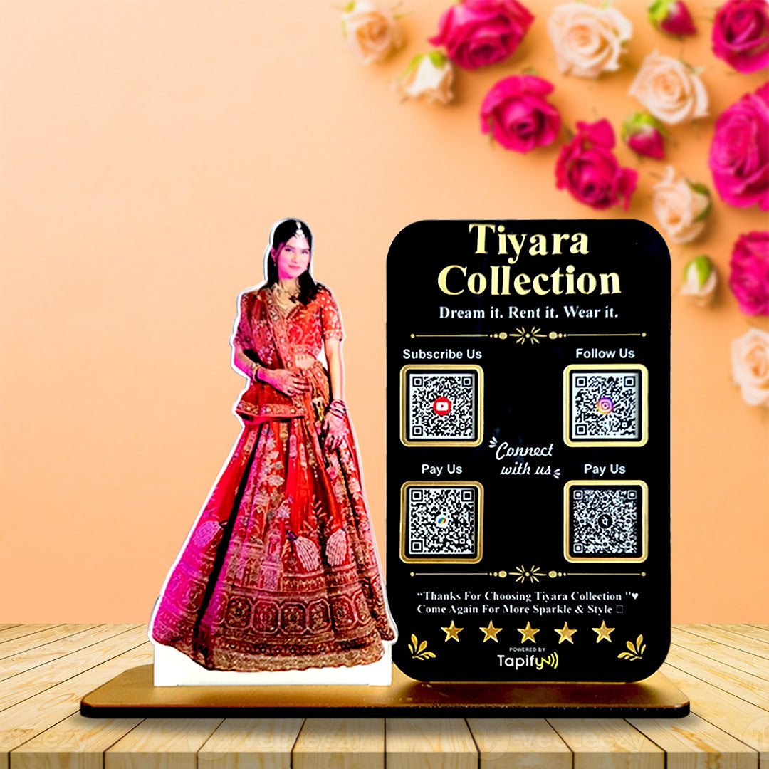 Bridal Girl Cutout Shaped - Smart NFC 4QR Standee - For Cloths Store