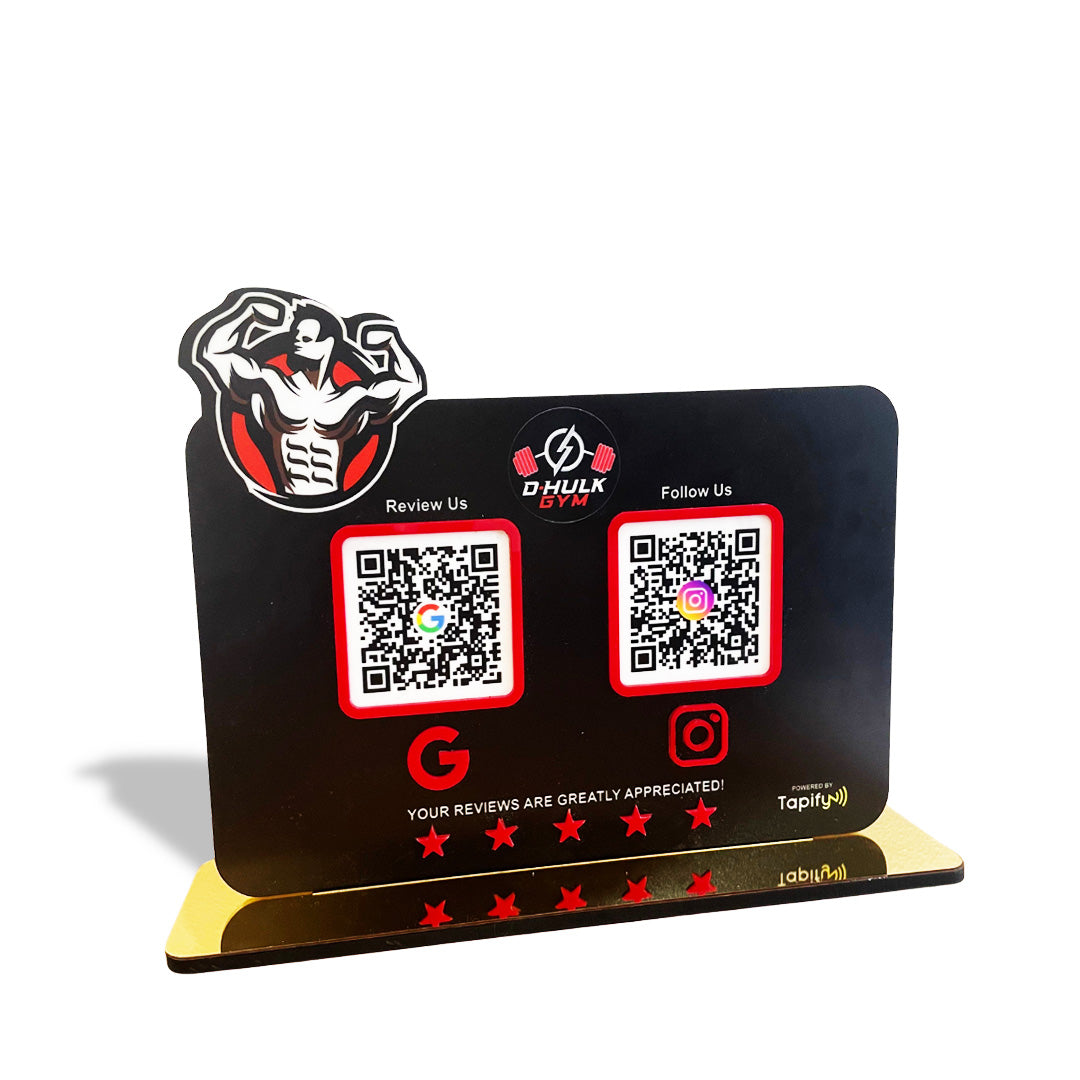 Gym Logo Cutout Shaped Smart NFC 2-in-1 Tabletop Standee For Gyms