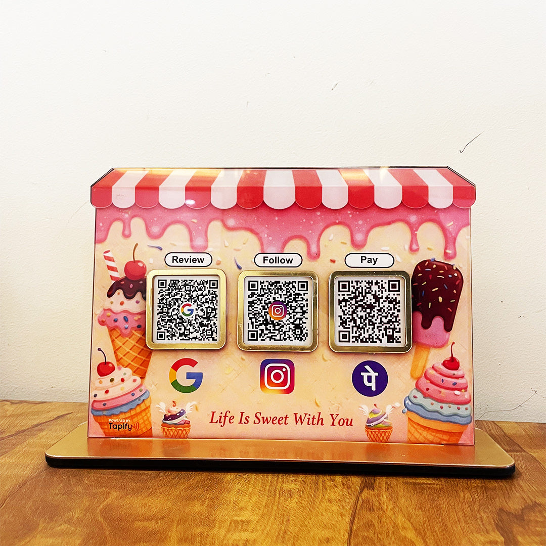 Ice-cream Shop Cutout Shaped Smart NFC 3-in-1 Tabletop Standee