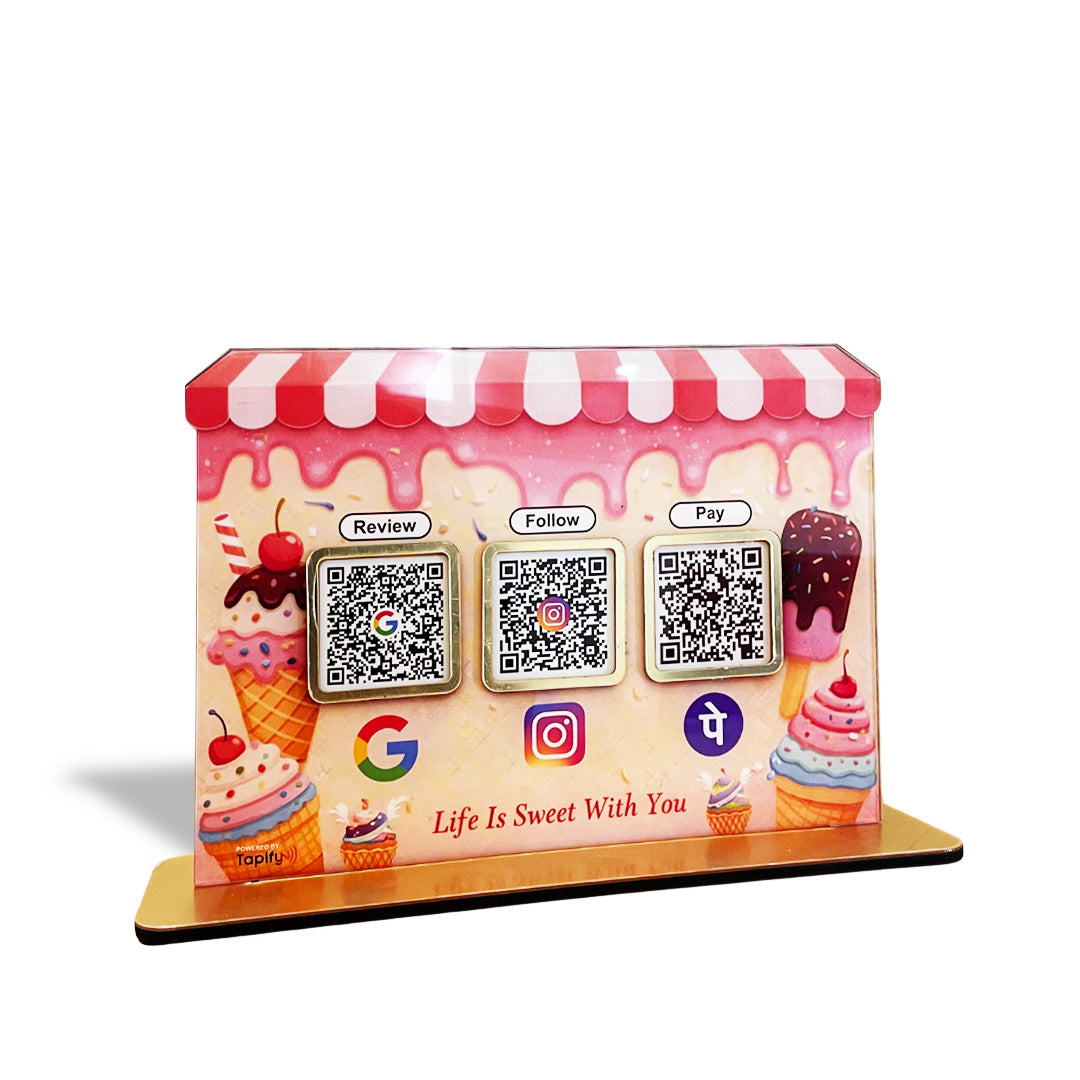 Ice-cream Shop Cutout Shaped Smart NFC 3-in-1 Tabletop Standee