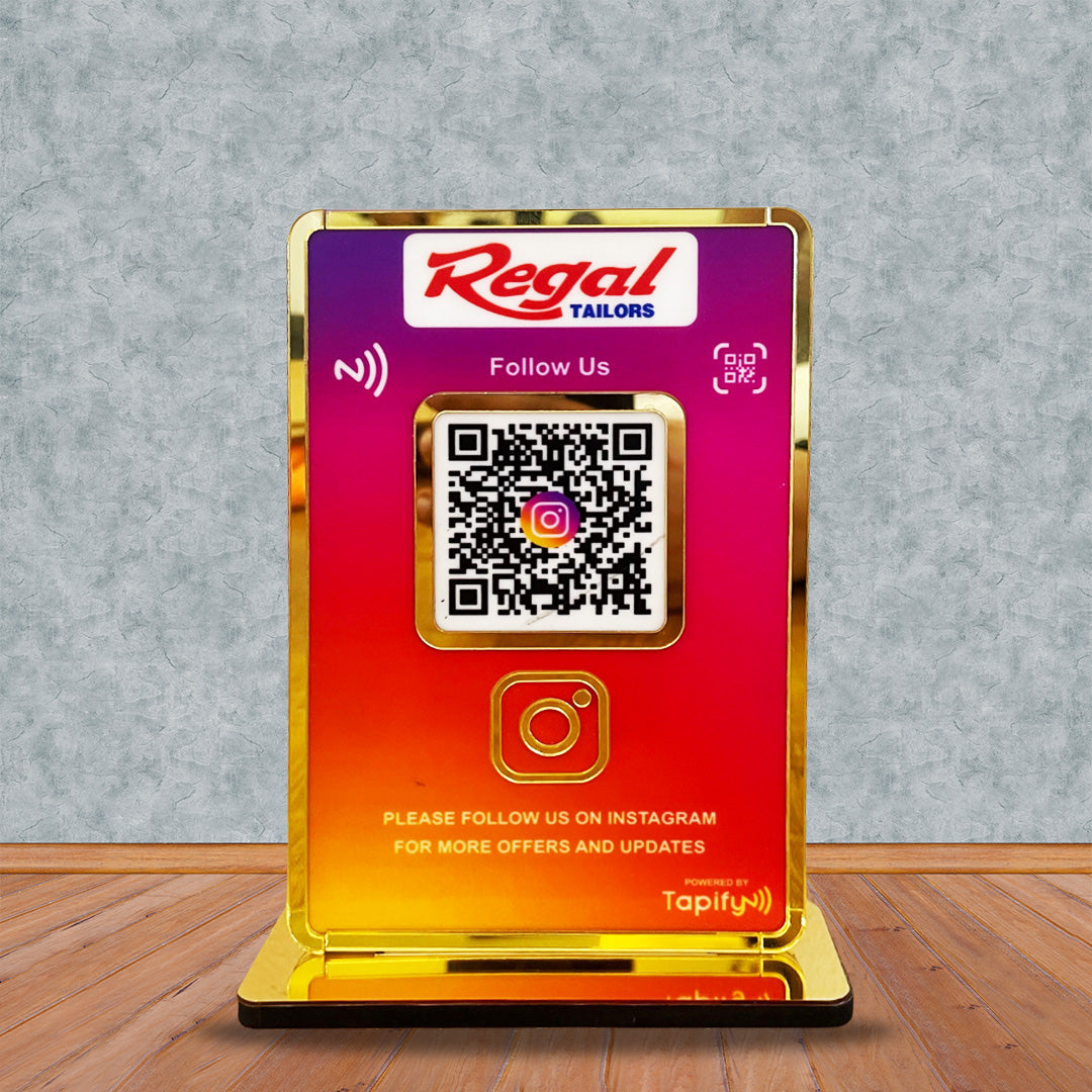 Premium Smart NFC 1 QR Table Top Standee - Instagram Theme