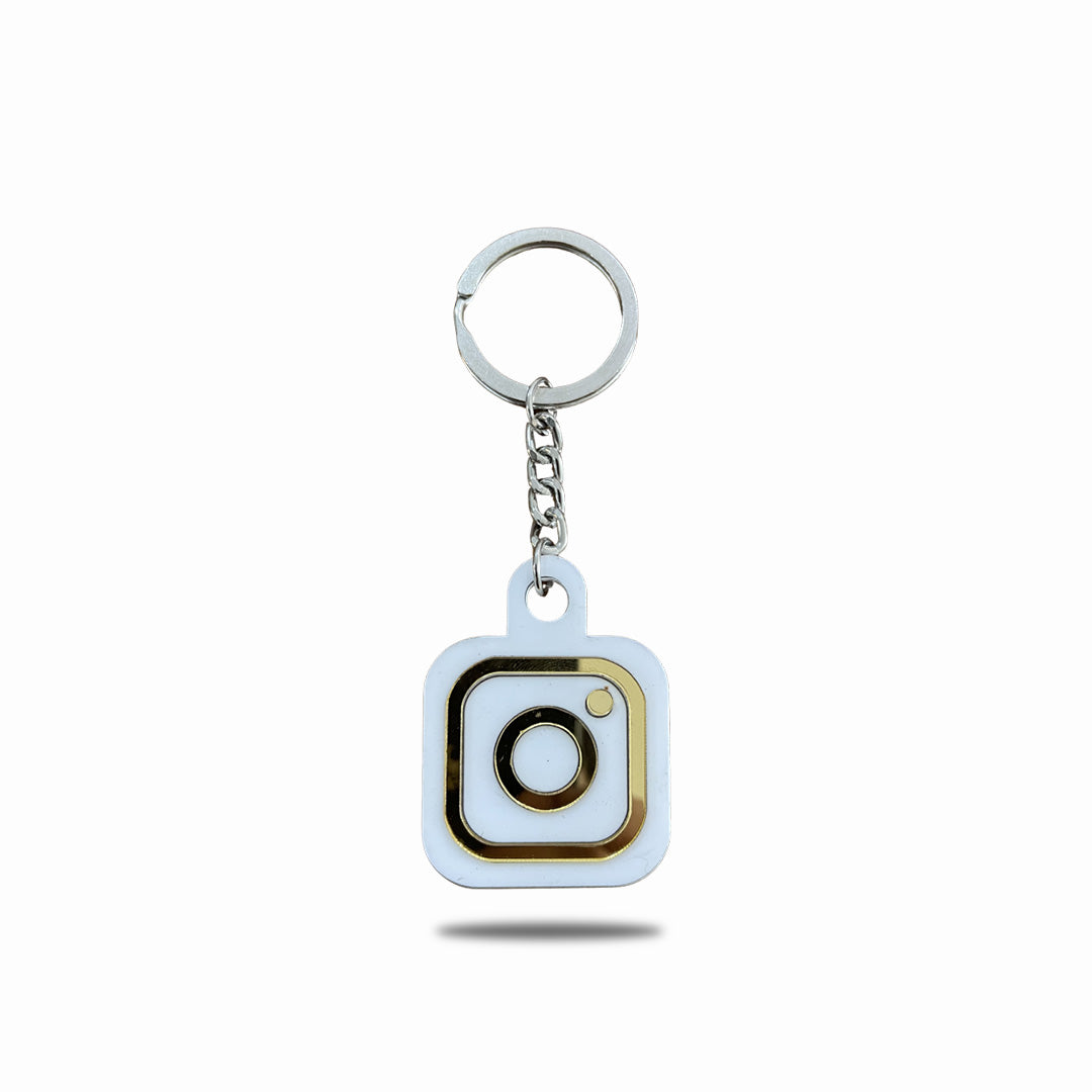 Smart NFC Instagram Keyring - without QR Code - White Colour (Fixed Design, Your Link Added ) - Acrylic Logo