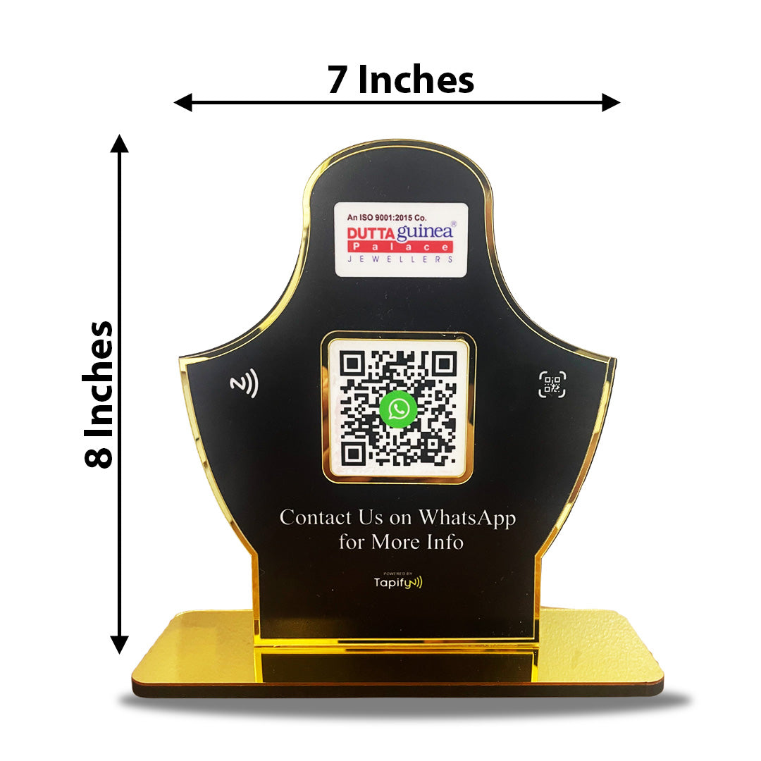 Smart NFC Single QR - Tabletop Standee - for Jewelry Stores - Whatsapp