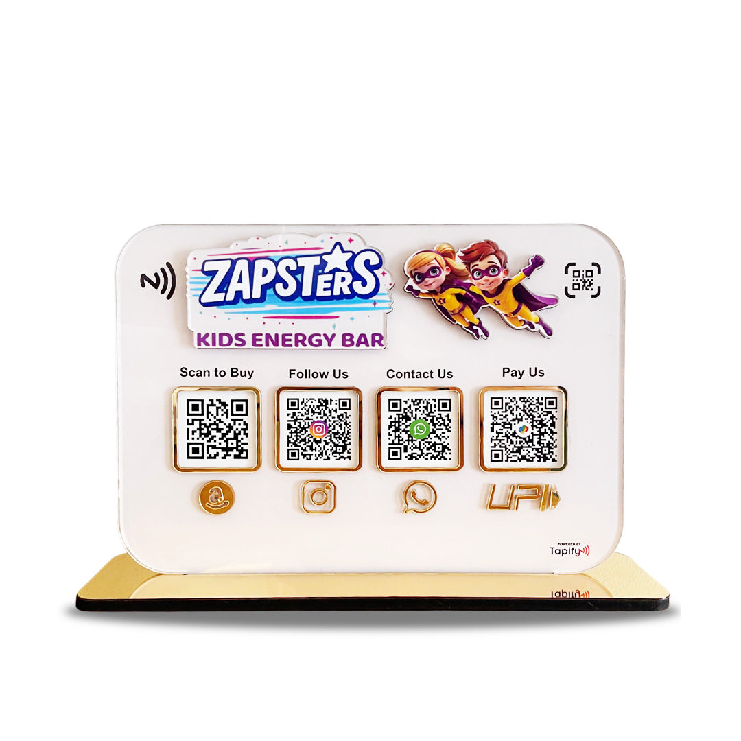Smart NFC 4-in-1 Standee With 3D logo Cutout - White Theme