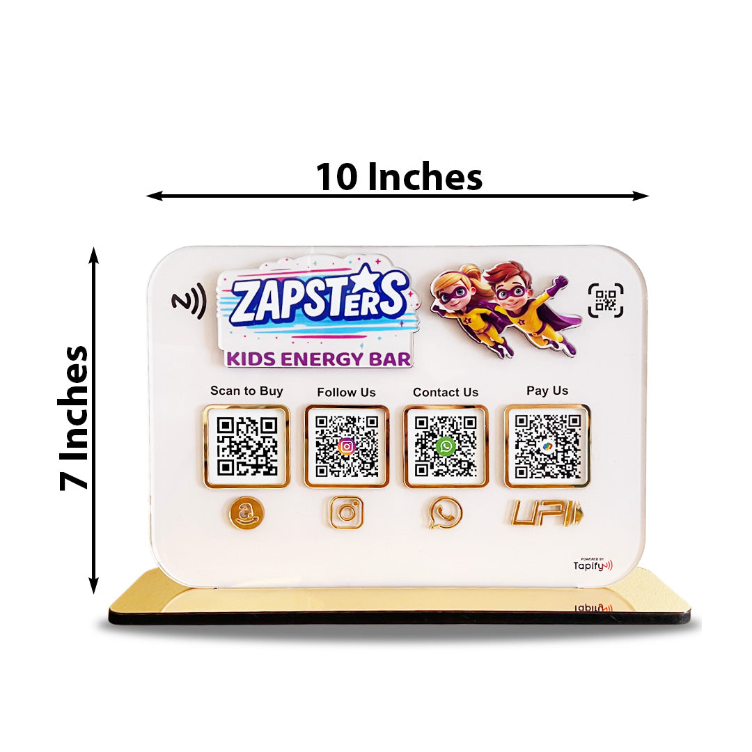 Smart NFC 4-in-1 Standee With 3D logo Cutout - White Theme