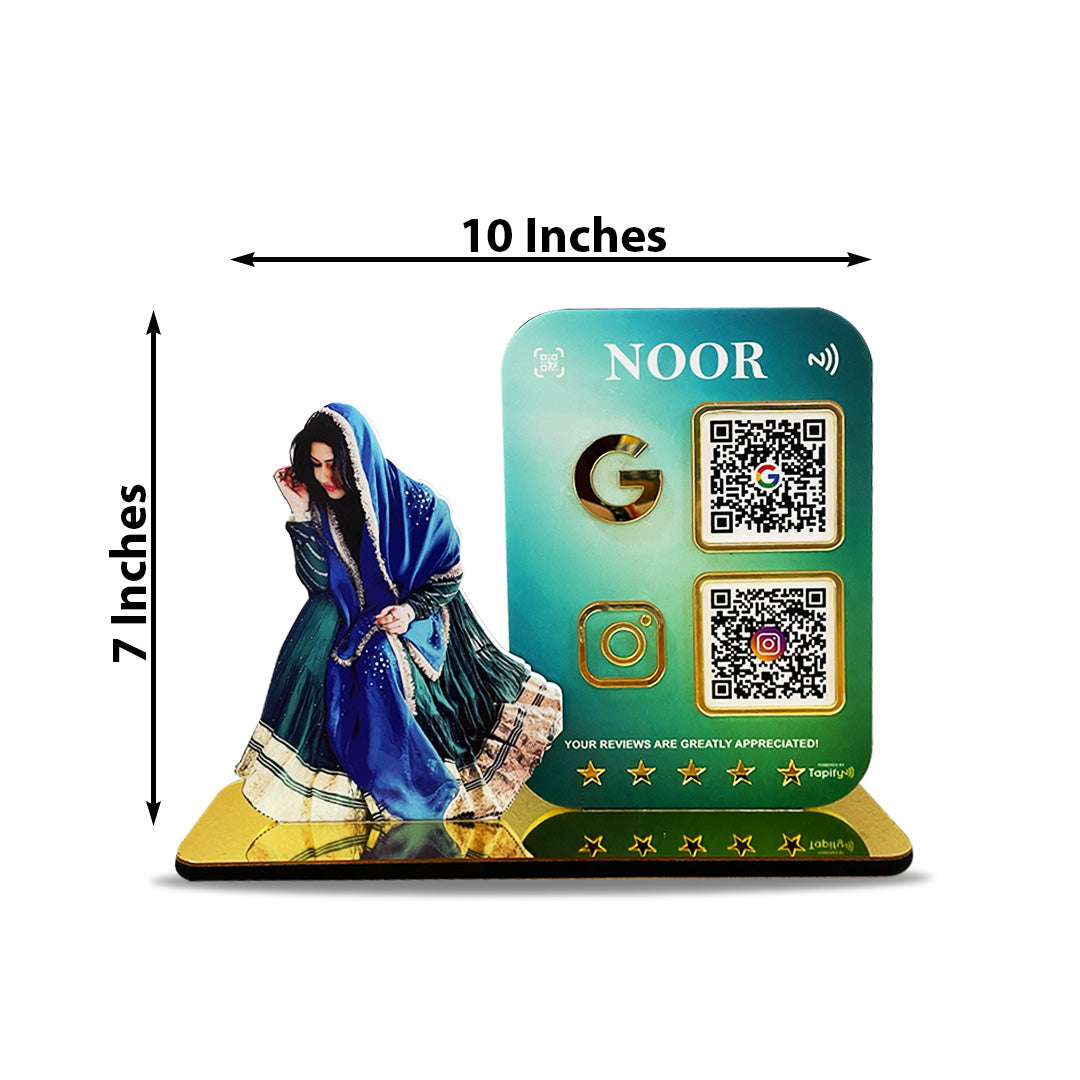 Lady Cutout Smart NFC 2-QR Standee - Gradient Colour