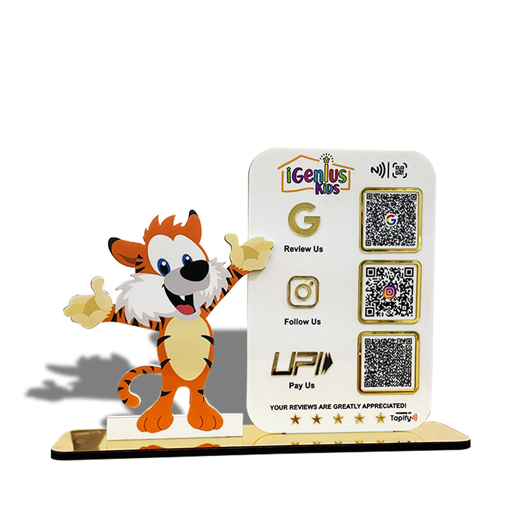 Tiger Cutout - Smart NFC 3 QR Table Top Standee