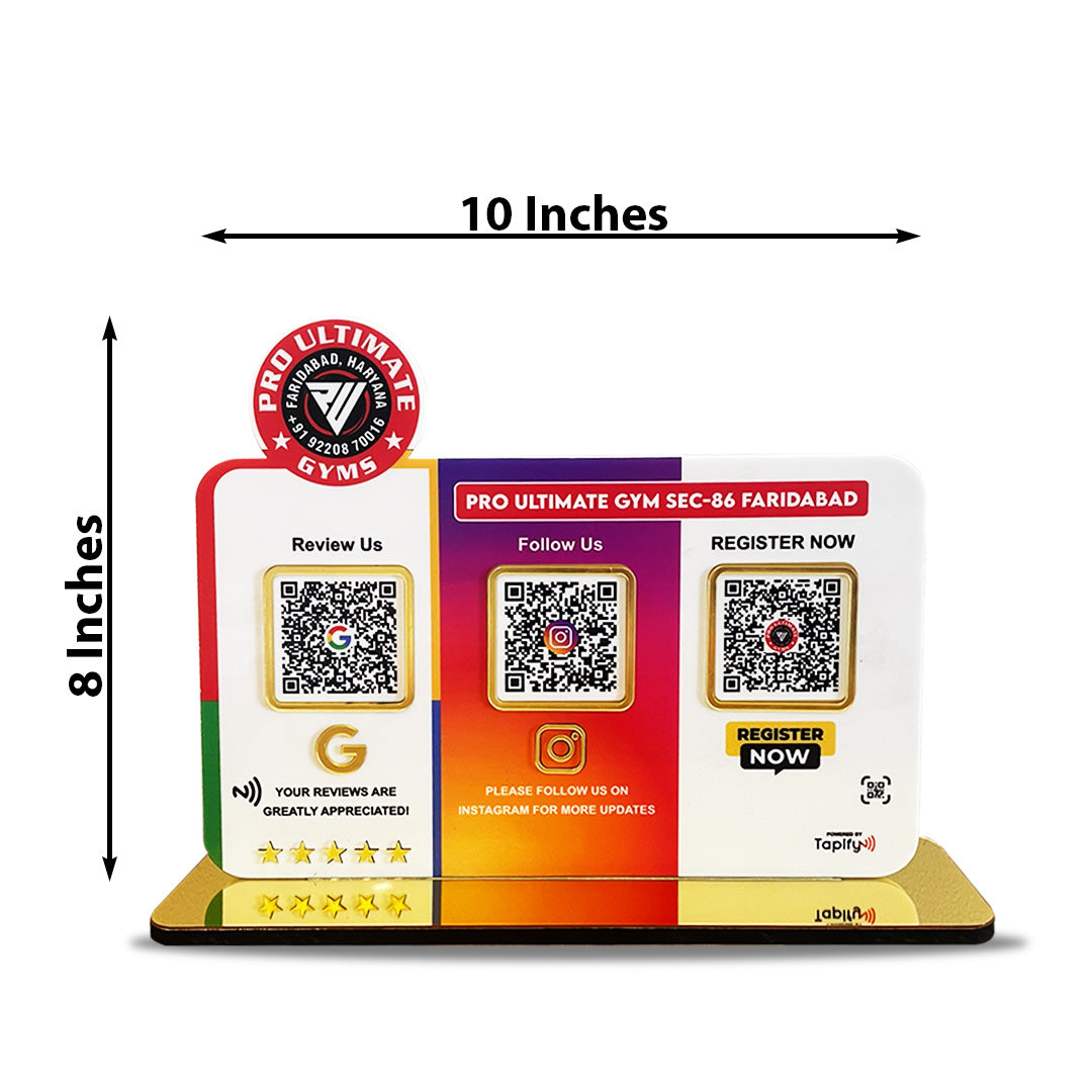 Smart NFC 3-in-1 Table Top Standee -Logo Cutout on Top - Google. Instagram, Register Now