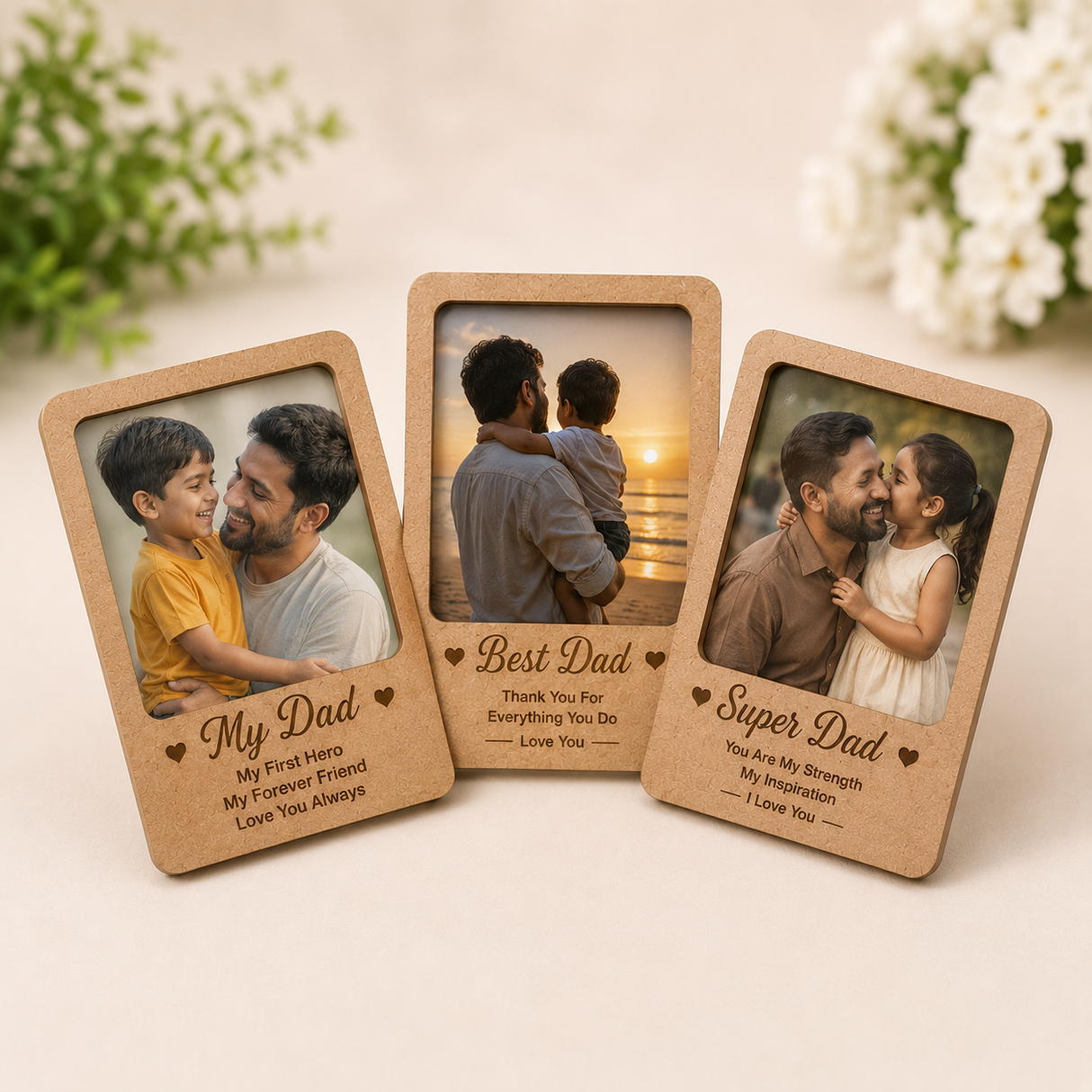 Personalized Photo Fridge Magnet – Custom MDF Gift for Father & Son/Daughter