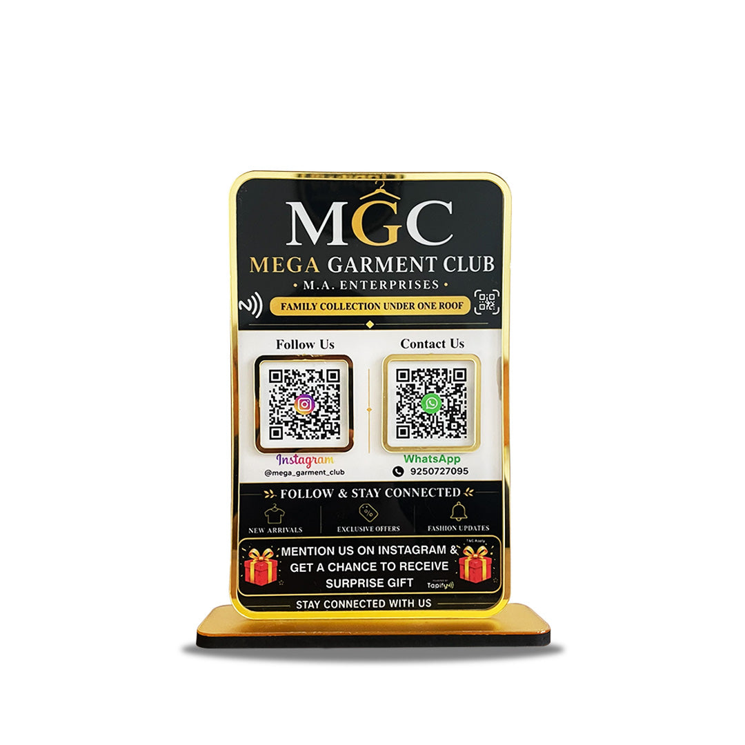 Premium Smart NFC 2-in-1 Table Top Standee - Black Colour