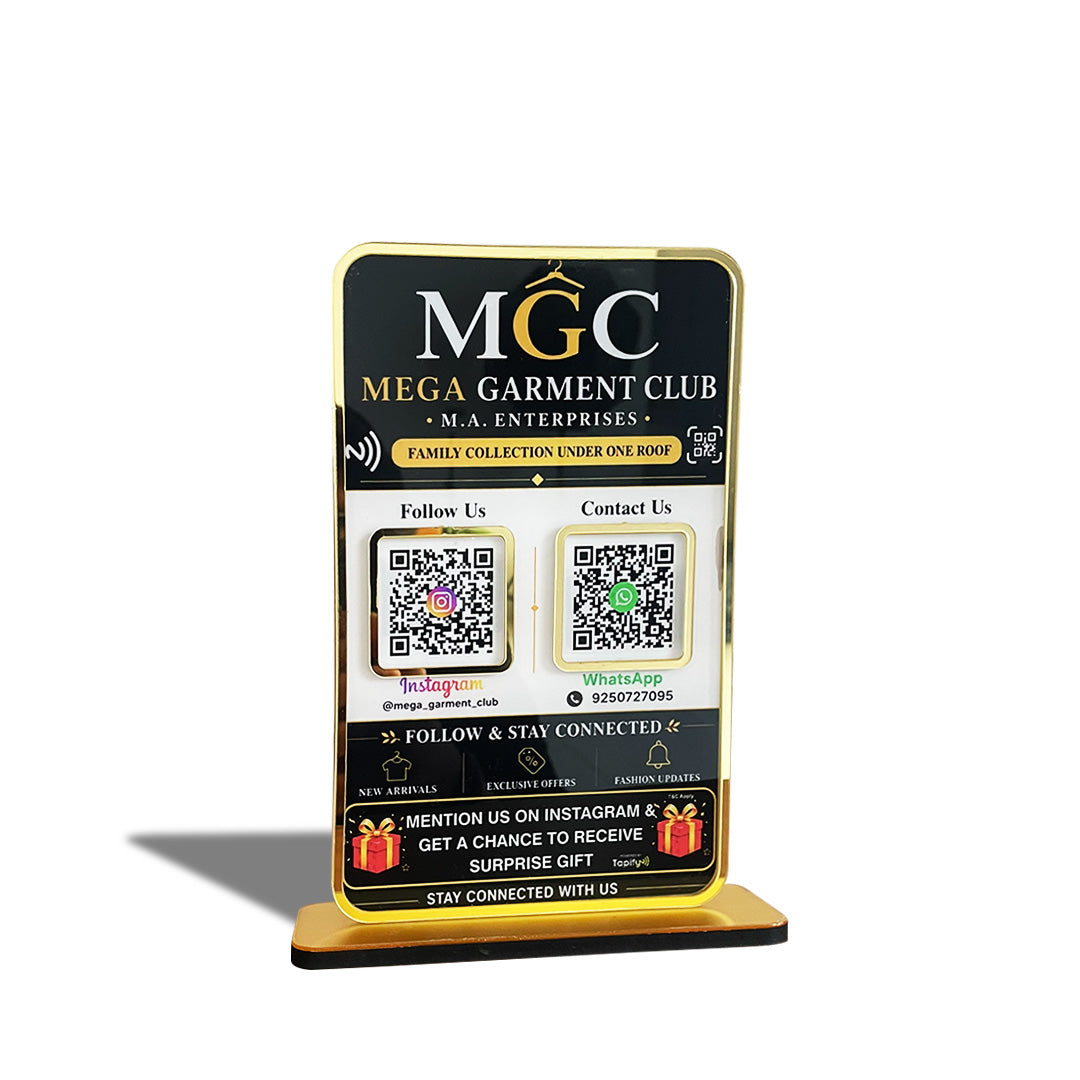 Premium Smart NFC 2-in-1 Table Top Standee - Black Colour