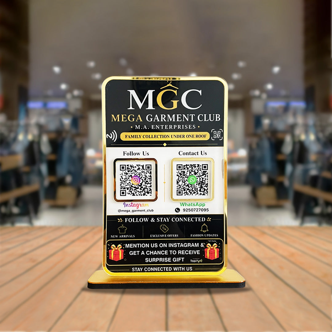 Premium Smart NFC 2-in-1 Table Top Standee - Black Colour