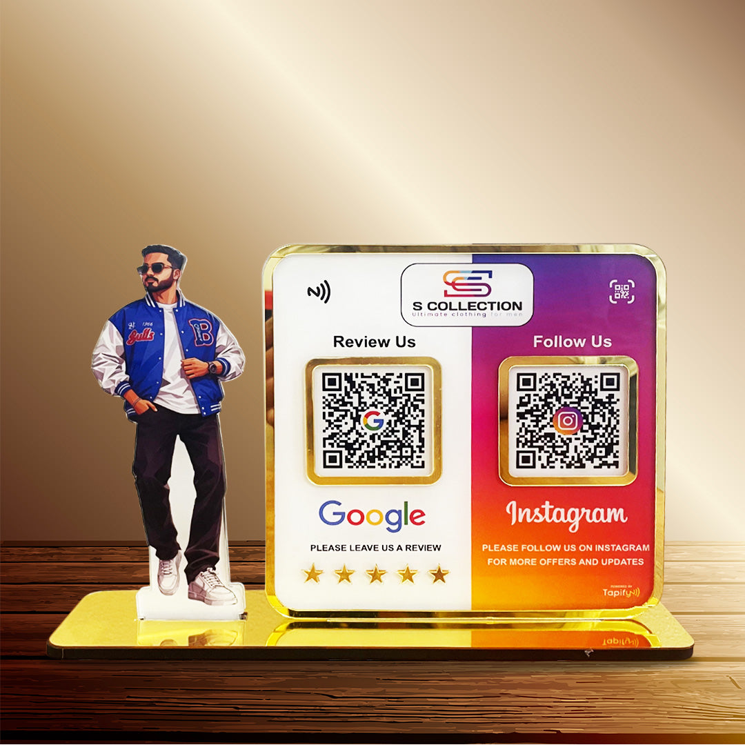 Man Cutout Premium Smart NFC 2-QR Standee Social Media Theme Edition