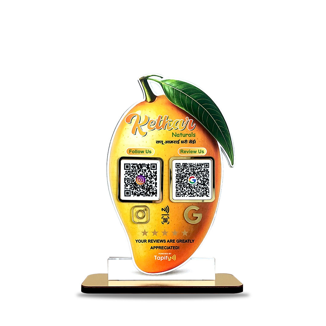 Mango Shaped Smart NFC 2 QR Standee