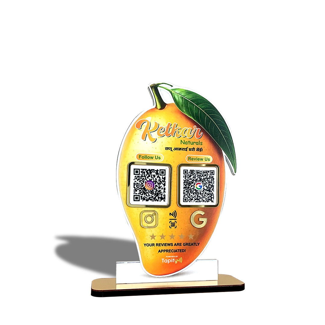 Mango Shaped Smart NFC 2 QR Standee
