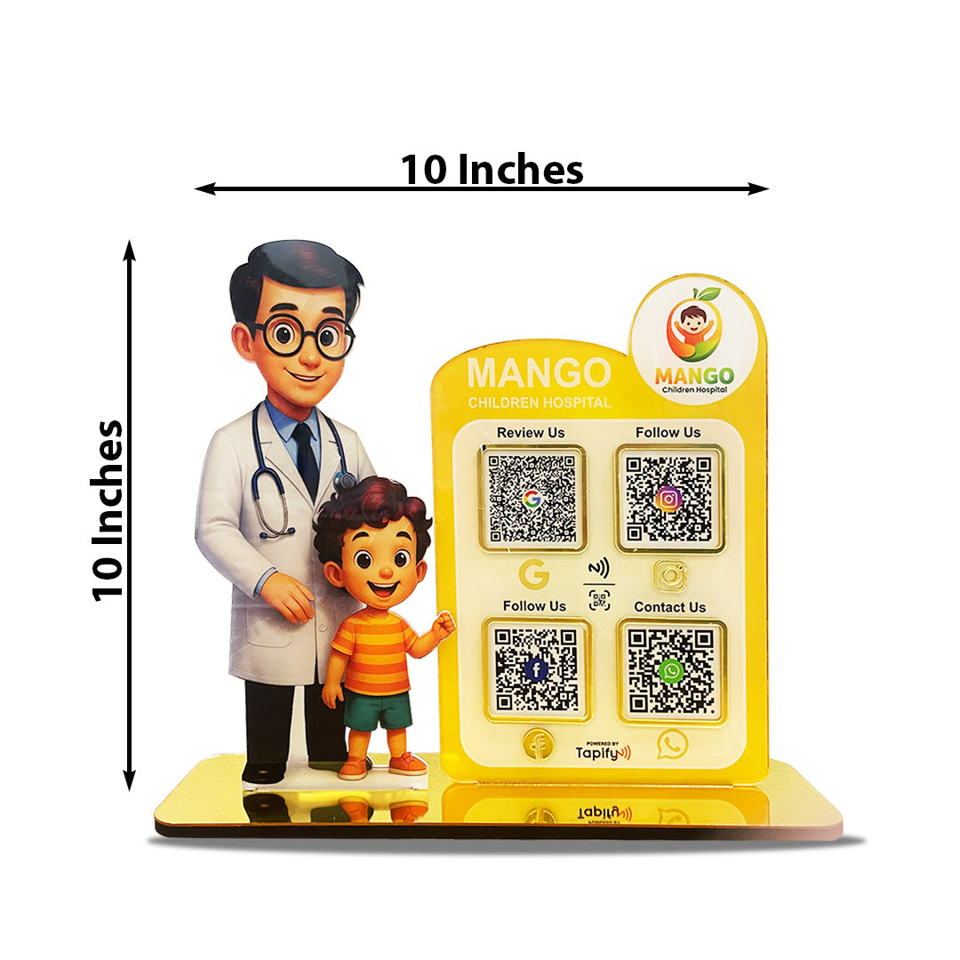 Doctor & Kid Cutout Shape - Smart NFC 4 QR Standee for Pediatricians