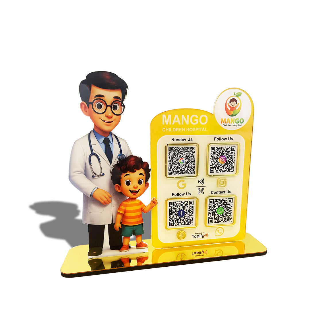 Doctor & Kid Cutout Shape - Smart NFC 4 QR Standee for Pediatricians