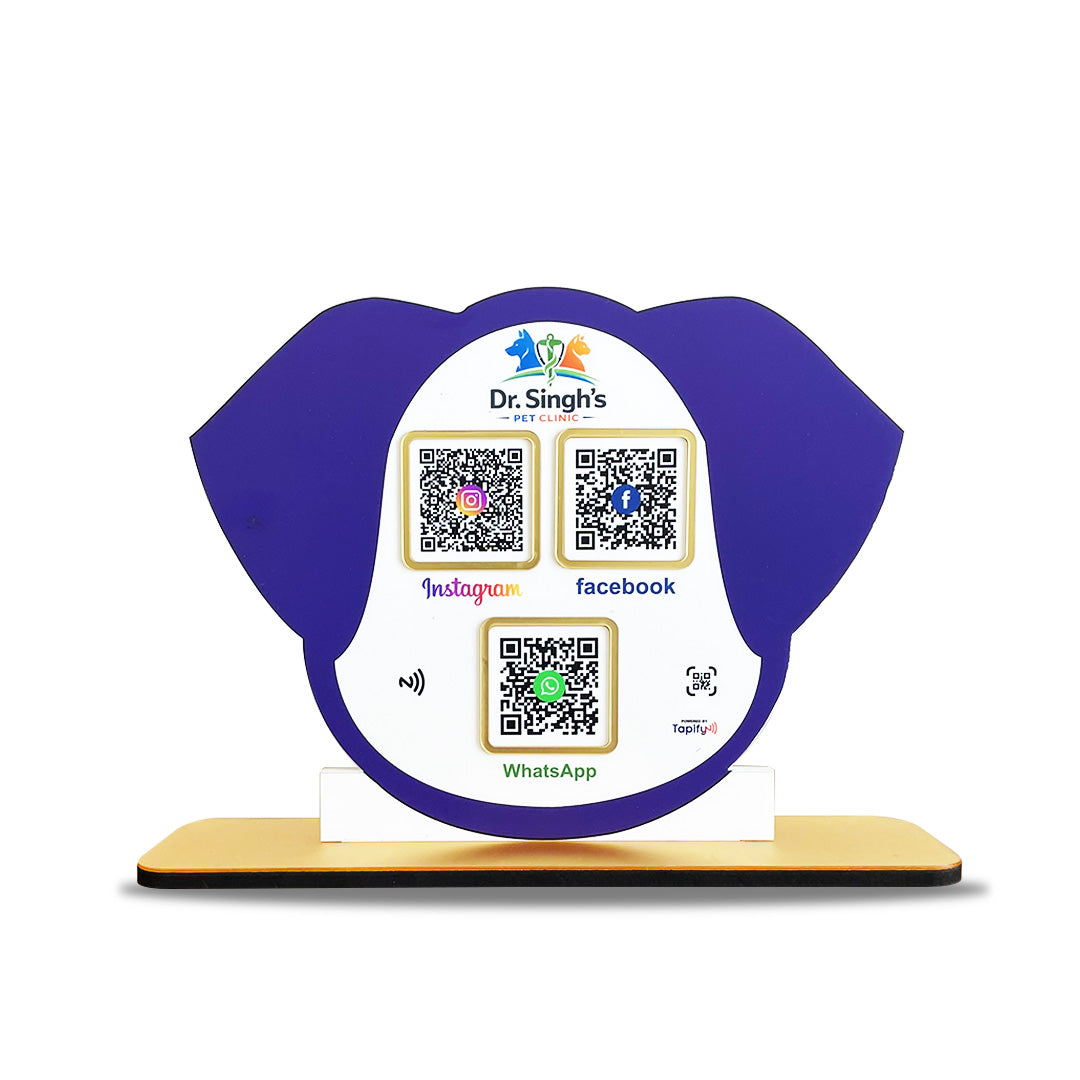 Pet Face Shaped Smart NFC 3-in-1 Tabletop Standee - Blue
