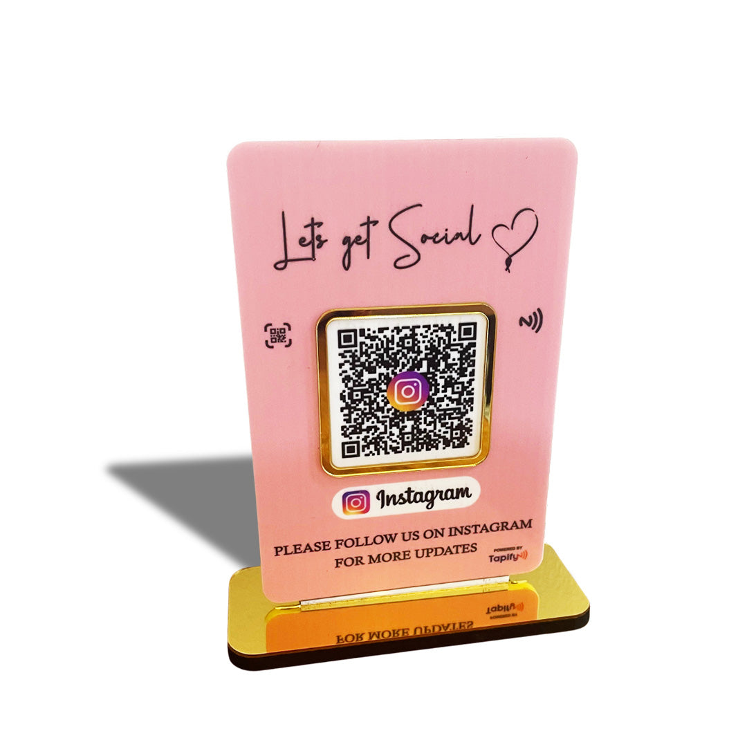 Smart NFC 1 QR Table Top Standee – Stylish Pink