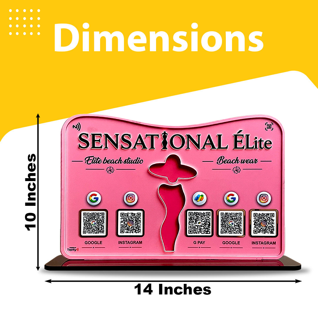 Premium Fashion Silhouette Smart NFC 5-in-1 Table Top Standee | Beachwear Theme