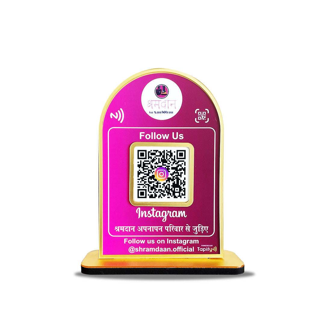 Round Top Rectangle Shaped Smart NFC 1 QR Tabletop Standee