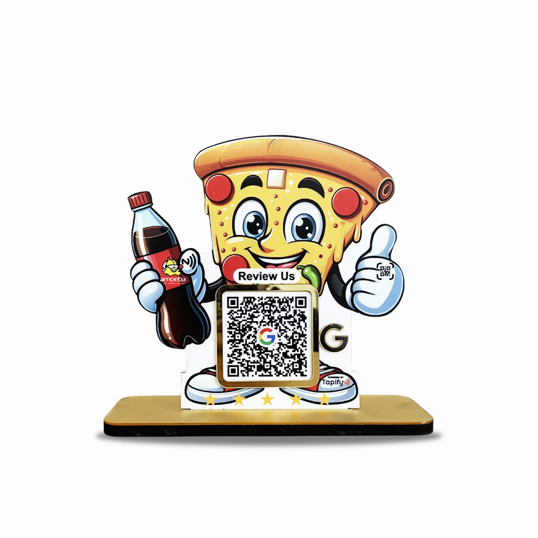 Pizza Shaped Smart NFC 1 QR Table Top Standee