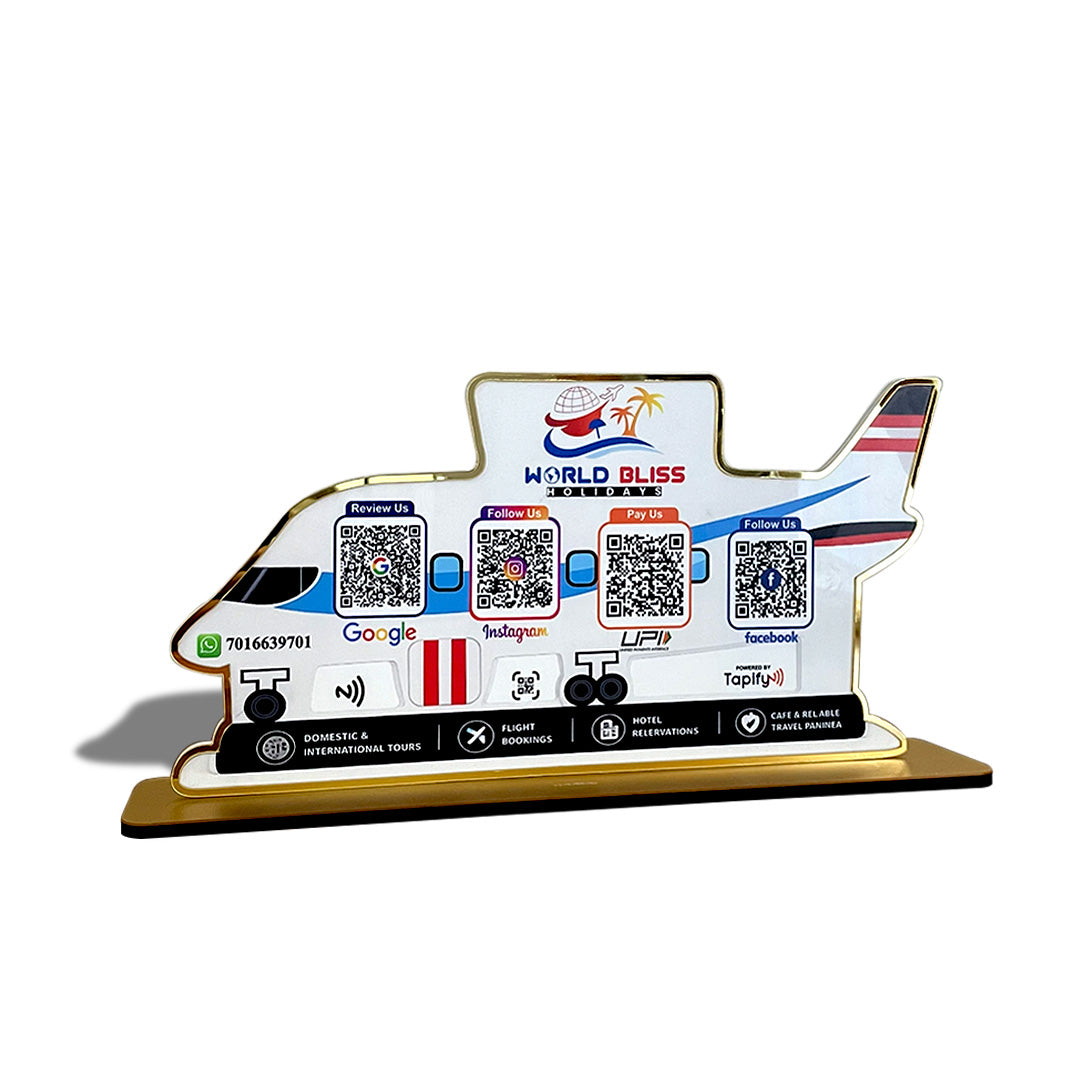 Premium Aeroplane Shaped Smart NFC 4-in-1 Tabletop Standee