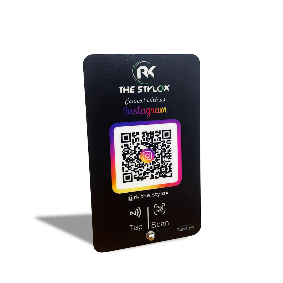 Insta Connect Smart NFC Single QR Tabletop Standee | Slanting Style - II