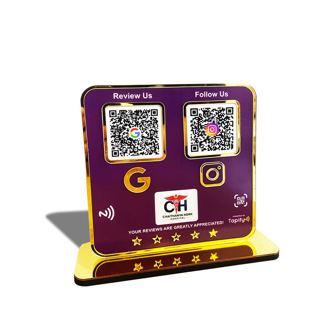 Premium Smart NFC 2-in-1 Table Top Standee - Purple Theme