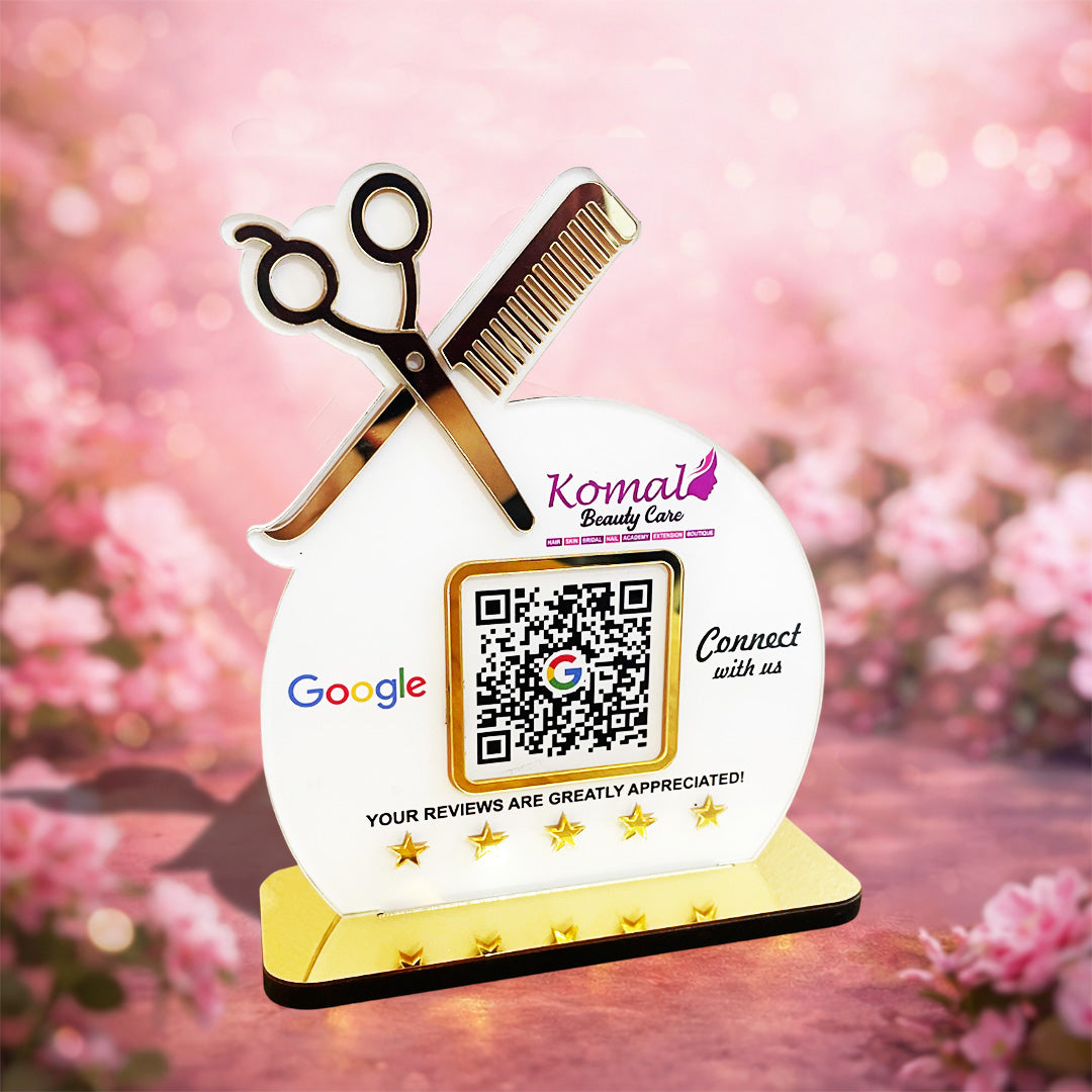 Smart NFC Single QR Tabletop Standee For Salons & Beauty Parlours
