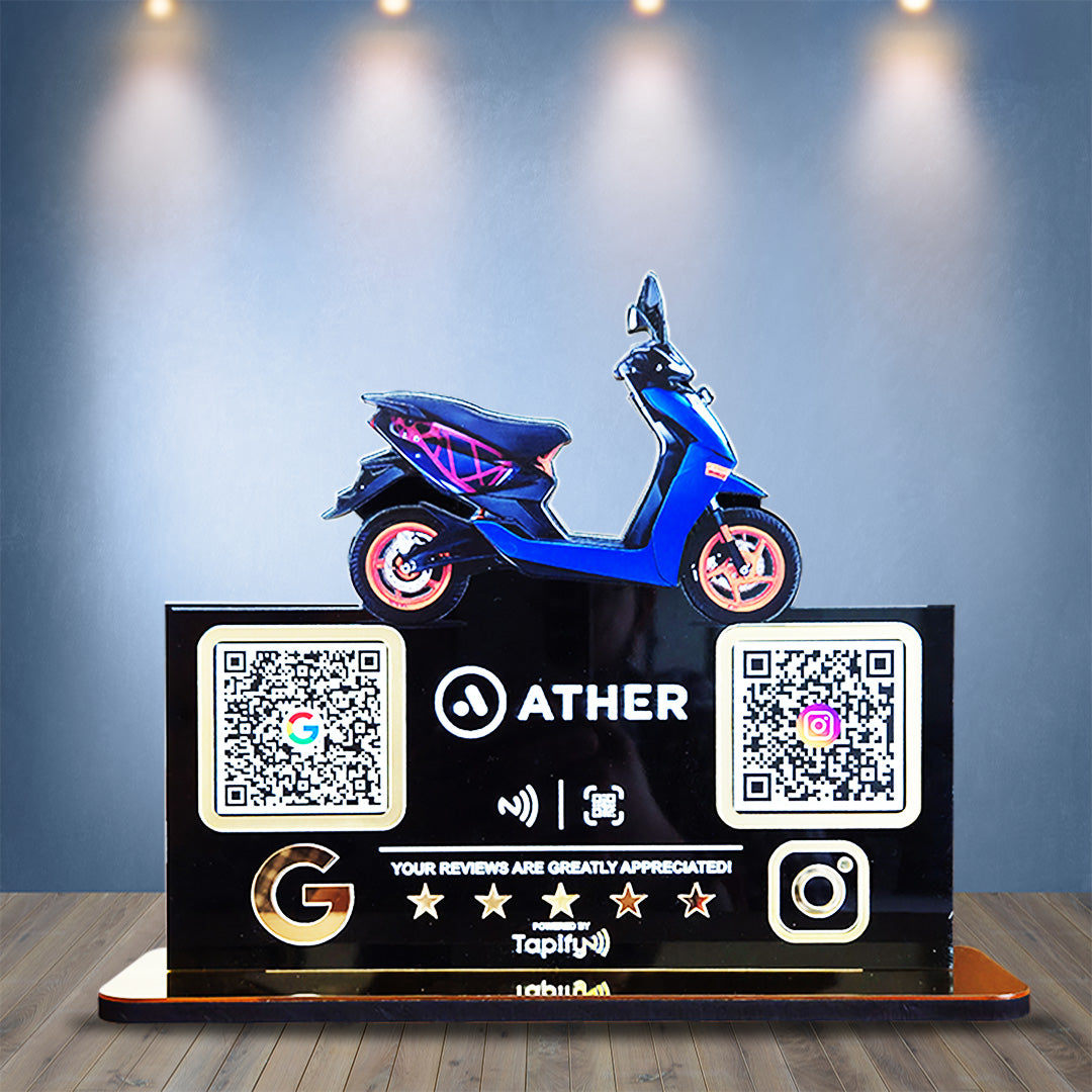 Scooty Cutout Edition - Smart NFC 2-in-1 Table Top Standee - Blue Colour