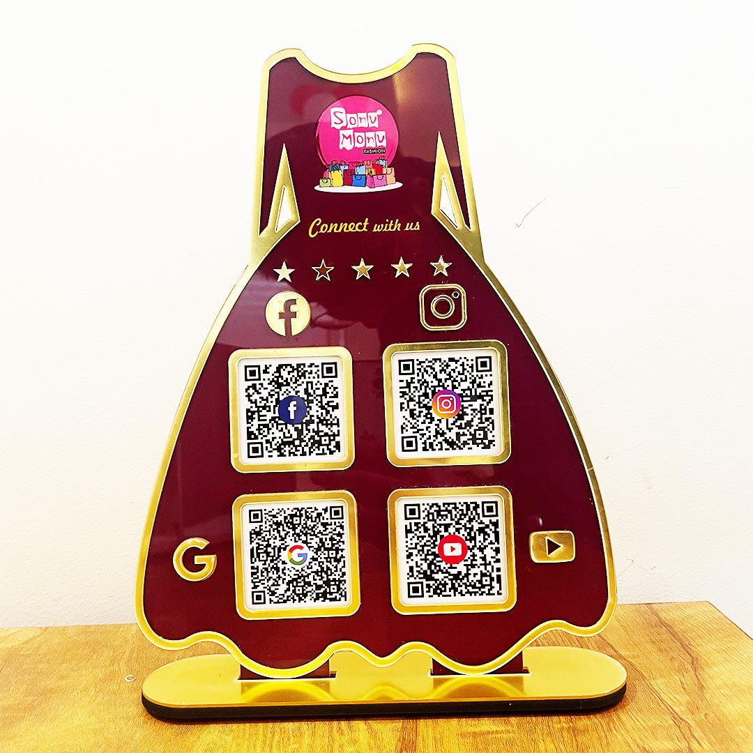 Ladies Gown NFC 4-in-1 Tabletop Standee – For Boutiques & Garment Shops