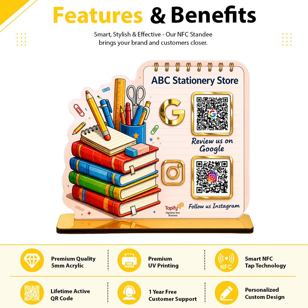 Stationery cutout Shaped - Smart NFC 2 QR Tabletop Standee