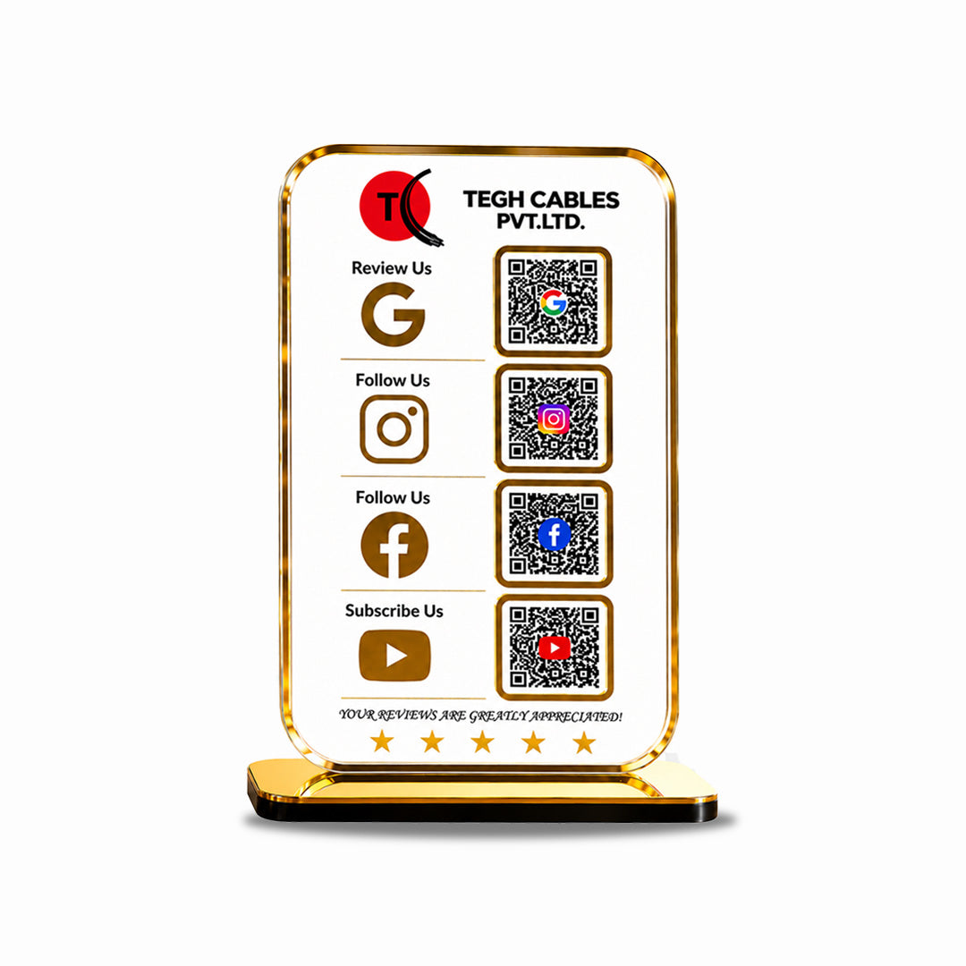 Premium Smart NFC 4-in-1 Table Top Standee | Transparent Edition | Portrait Style
