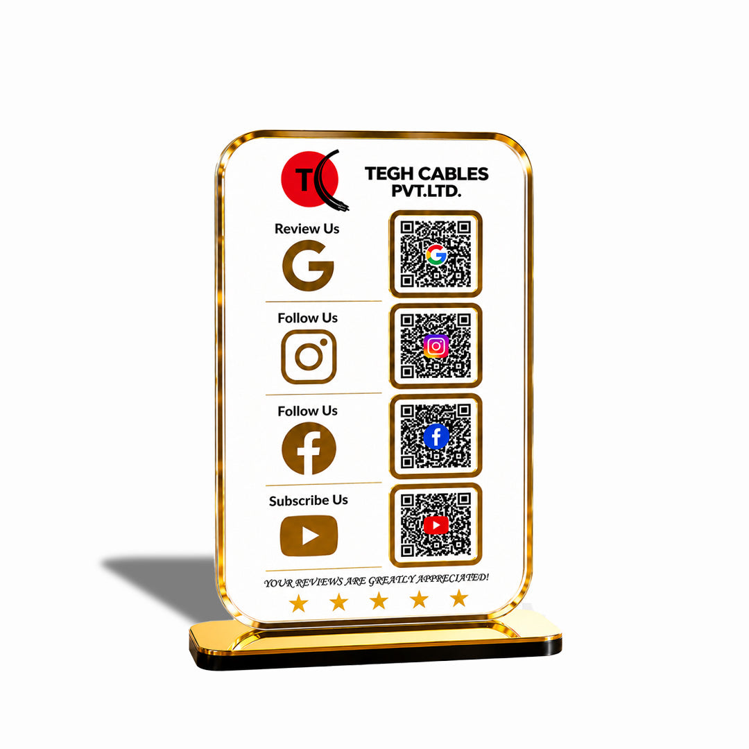 Premium Smart NFC 4-in-1 Table Top Standee | Transparent Edition | Portrait Style
