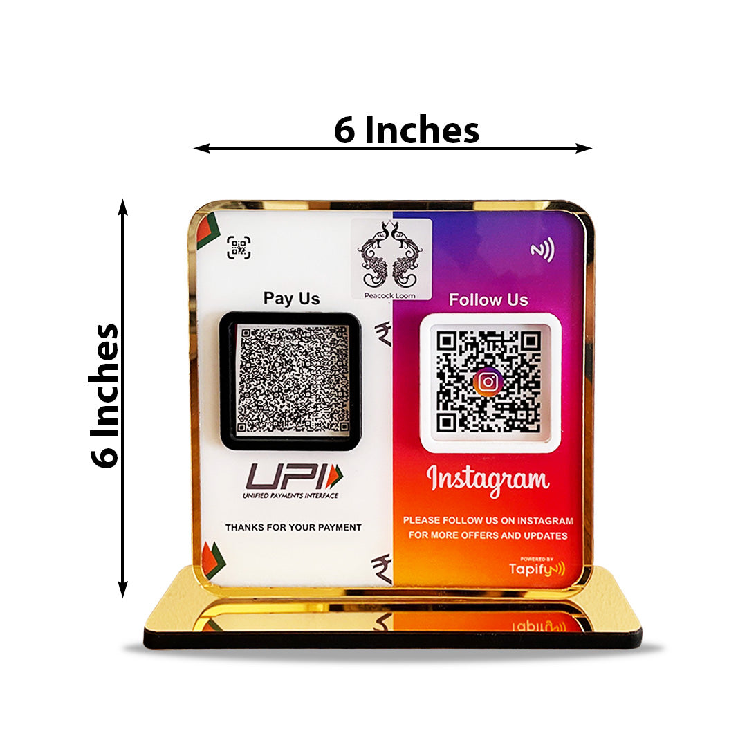 Smart NFC 2-in-1 Premium Standee – UPI & Instagram theme