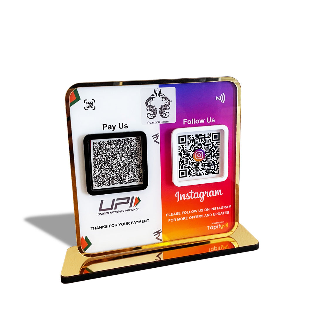 Smart NFC 2-in-1 Premium Standee – UPI & Instagram theme