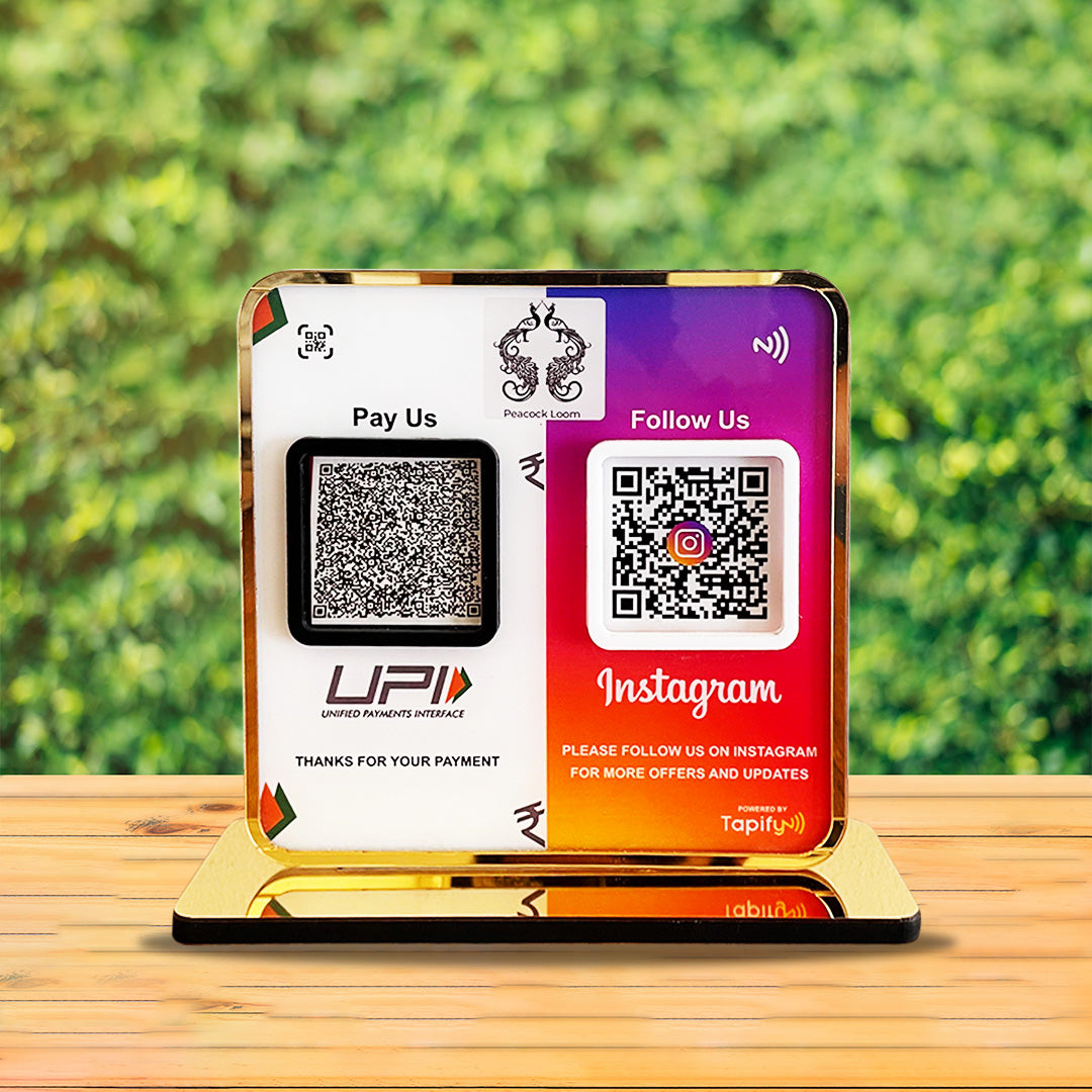 Smart NFC 2-in-1 Premium Standee – UPI & Instagram theme