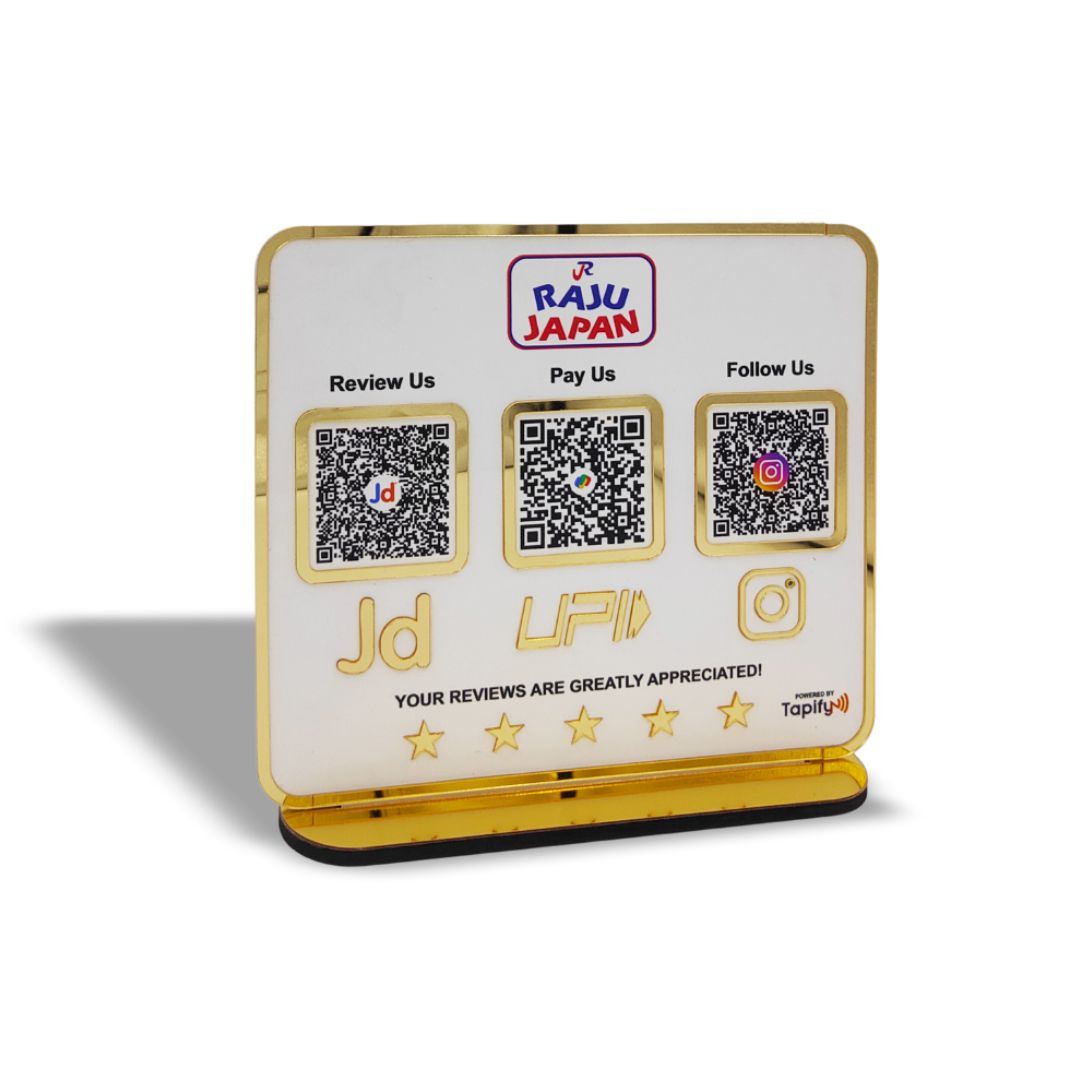 Premium Smart NFC 3-in-1 Table Top Standee | White Colour