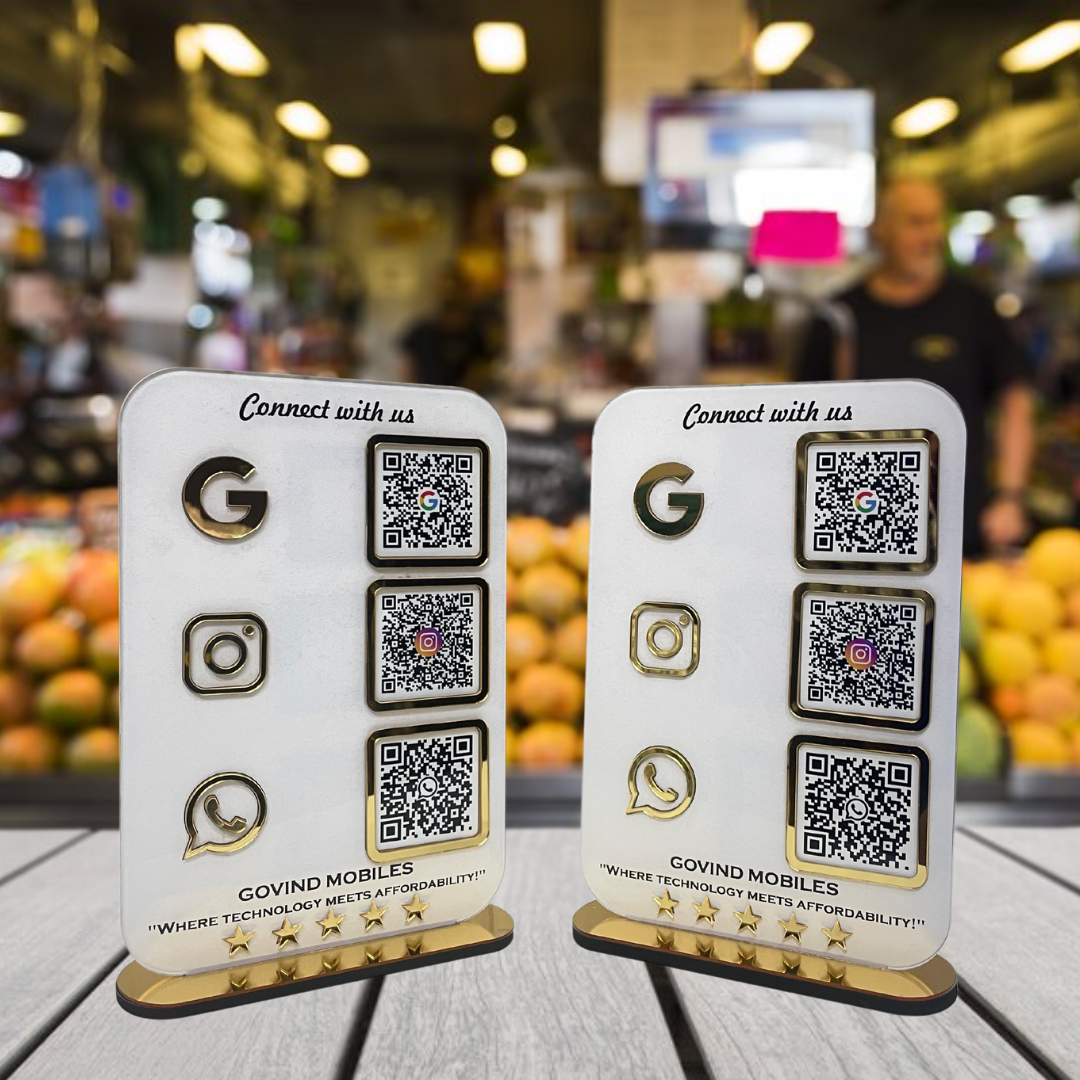 Smart NFC 3-in-1 Standee | White Colour | Portrait Style