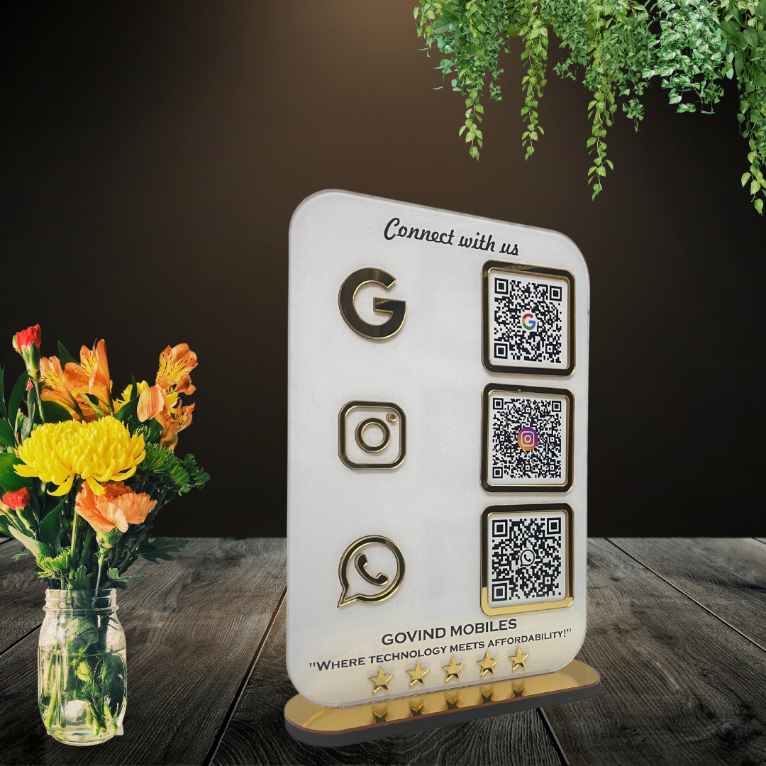 Smart NFC 3-in-1 Standee | White Colour | Portrait Style