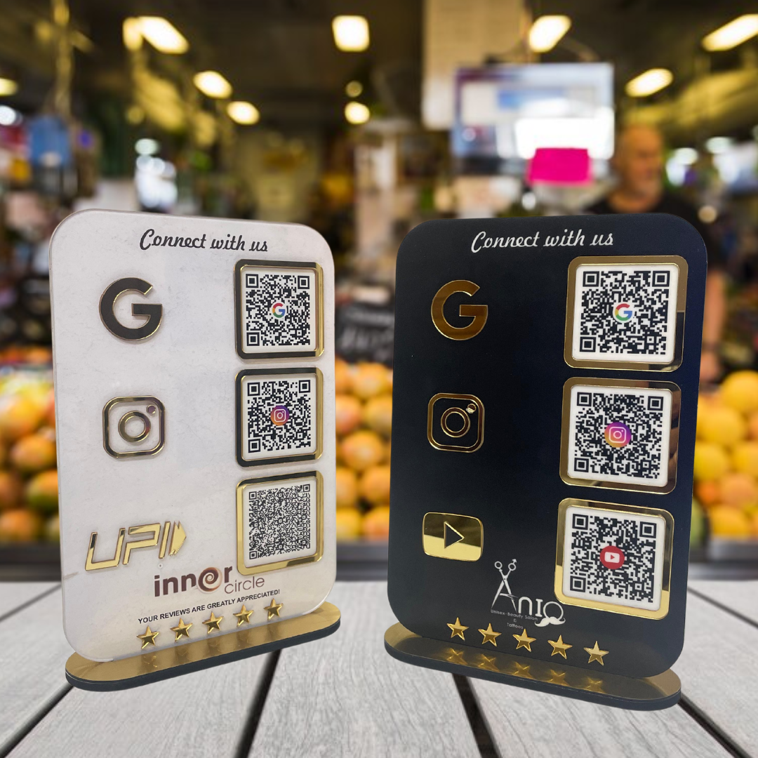 Smart NFC 3-in-1 Standee | Black Colour | Portrait Style