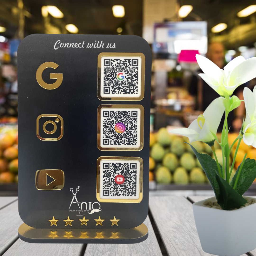 Smart NFC 3-in-1 Standee | Black Colour | Portrait Style