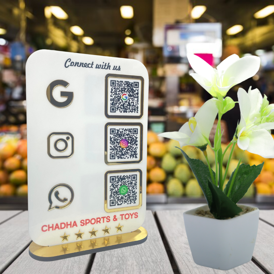 Smart NFC 3-in-1 Standee | White Colour | Portrait Style