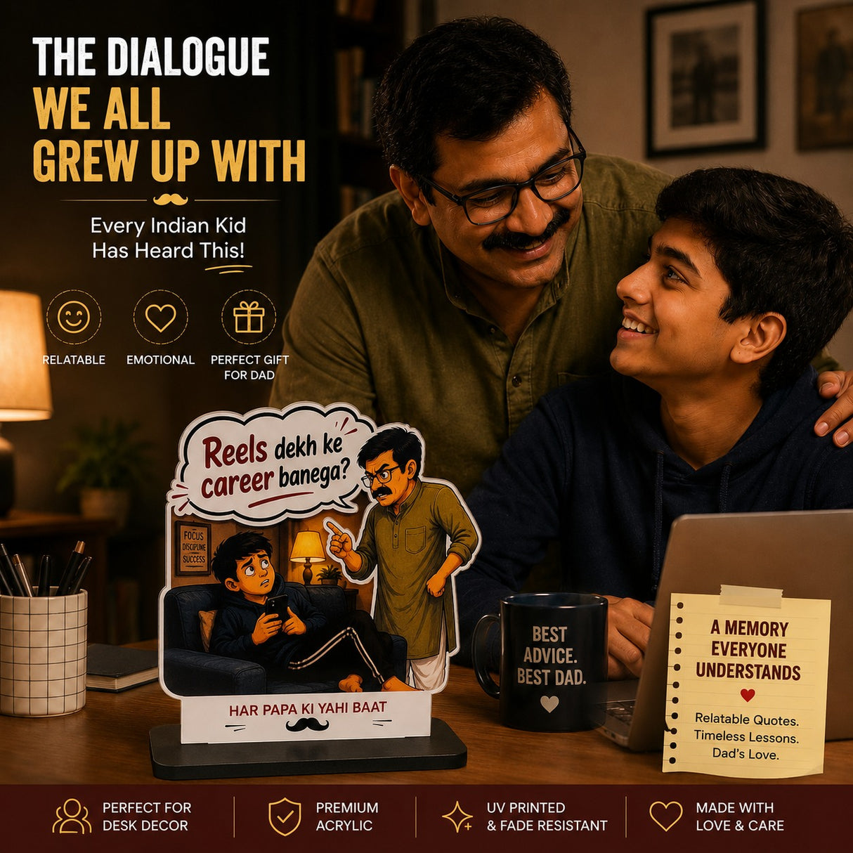 Tapify “Reels Dekh ke Career Banega?” Acrylic Standee for Dad | Funny Father’s Day Gift