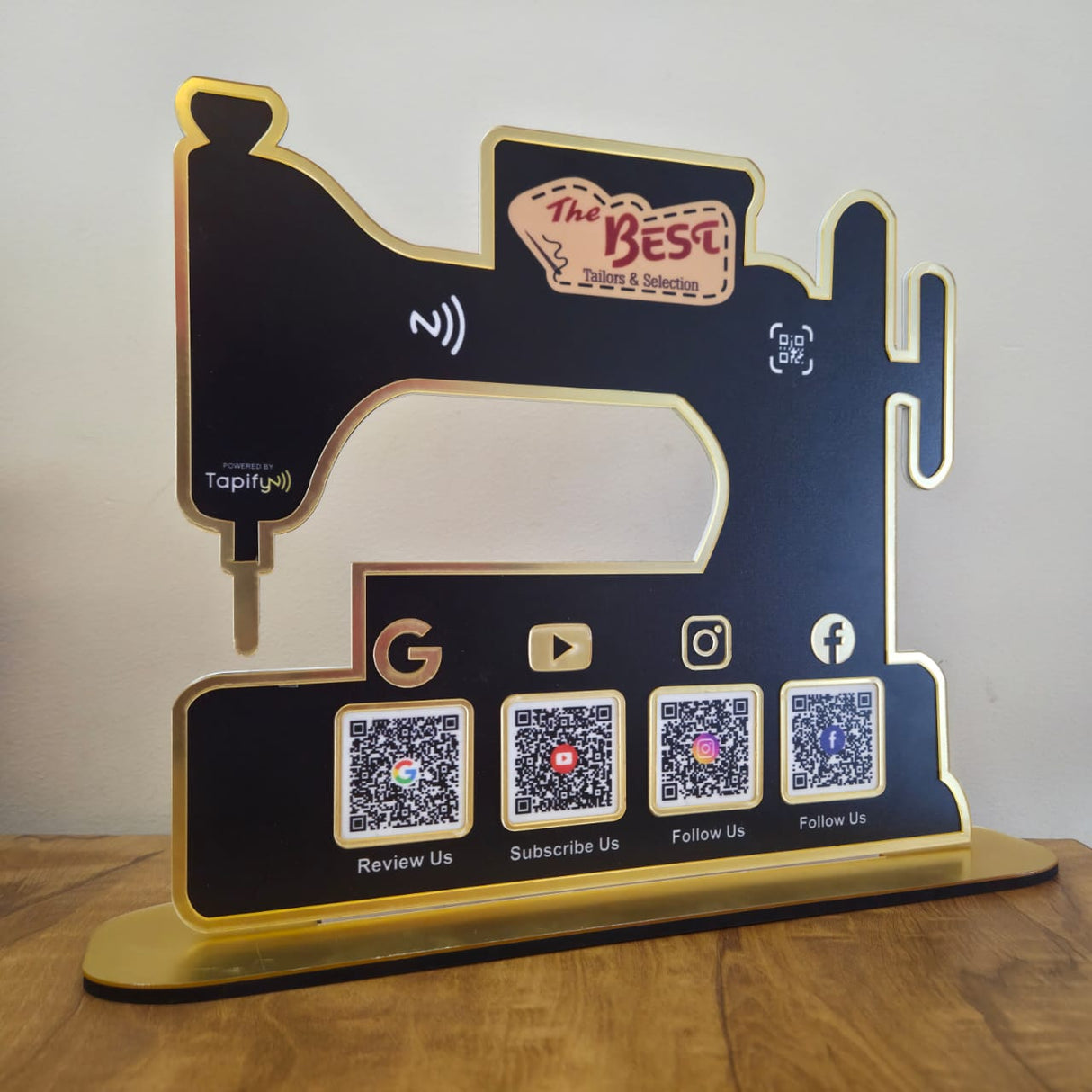 Sewing Machine Shaped - Smart NFC 4QR Table Top Standee